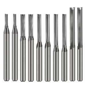 HOZLY 1/8 Inch Straight Router Bits Set (CED 1.0mm 1.5mm 2.0mm 2.5mm 3.175mm )Milling Cutter 2 Flutes Double Edged CNC Cutting Tungsten Steel for Wood MDF Acrylic Milling