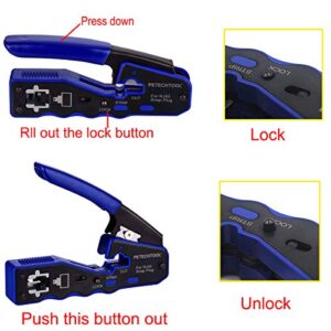 RJ45 Crimp Tool Pass Through Crimper Cutter for Cat6a Cat6 Cat5 Cat5e 8P8C Modular Connector Ethernet All-in-one Wire Tool