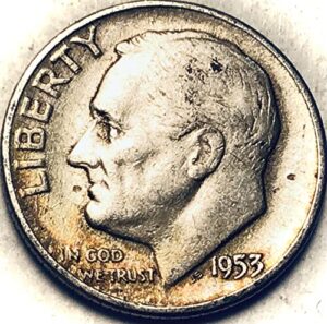 1953 p roosevelt silver dime seller very fine