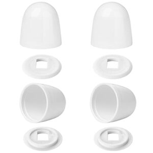 canomo 4 packs white toilet bolt caps toilet seat floor bolts caps universal floor bolts snap on caps with washers for easy installation, 1.44 inch height