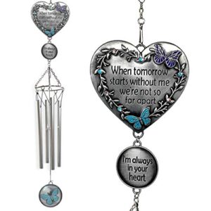 memorial windchimes condolence - when tomorrow starts without me i'm always in your heart saying - heart and butterfly design garden wind chime - in loving memory chimes - sorry for your loss gifts