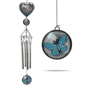 Memorial Windchimes Condolence - When Tomorrow Starts Without Me I'm Always in Your Heart Saying - Heart and Butterfly Design Garden Wind Chime - in Loving Memory Chimes - Sorry for Your Loss Gifts