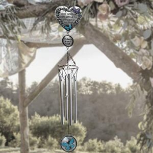 Memorial Windchimes Condolence - When Tomorrow Starts Without Me I'm Always in Your Heart Saying - Heart and Butterfly Design Garden Wind Chime - in Loving Memory Chimes - Sorry for Your Loss Gifts