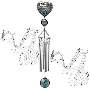 Memorial Windchimes Condolence - When Tomorrow Starts Without Me I'm Always in Your Heart Saying - Heart and Butterfly Design Garden Wind Chime - in Loving Memory Chimes - Sorry for Your Loss Gifts