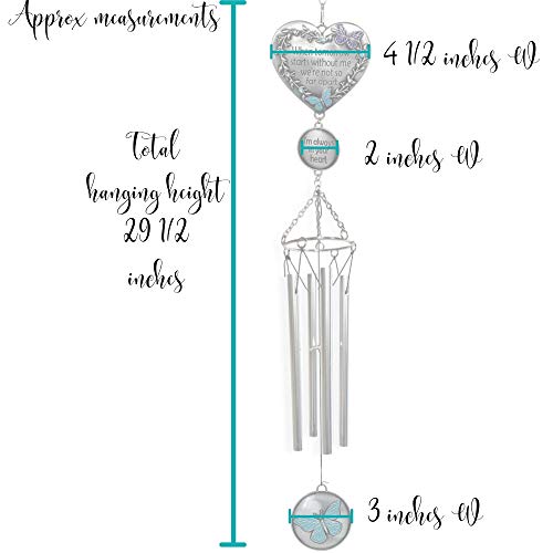 Memorial Windchimes Condolence - When Tomorrow Starts Without Me I'm Always in Your Heart Saying - Heart and Butterfly Design Garden Wind Chime - in Loving Memory Chimes - Sorry for Your Loss Gifts