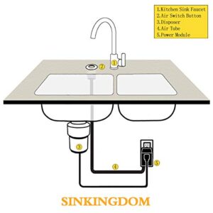 SINKINGDOM SinkTop Air Switch Kit with Mtte Black Long Button(Brass Cover) for Garbage Disposal