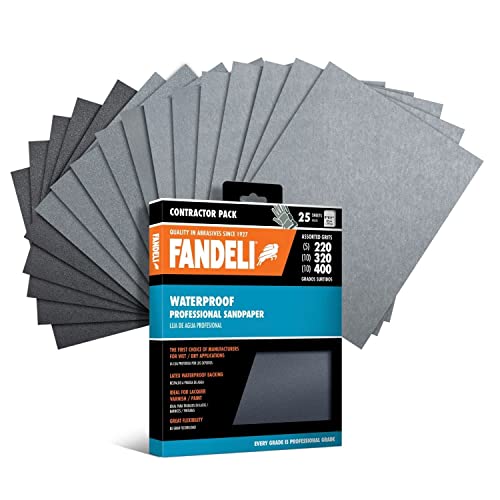 Fandeli | Waterproof Sandpaper | for Car Polishing, Wooden Furniture Sanding and Metal Sanding | Water Resistant (Assorted Grits (220, 320, 400))