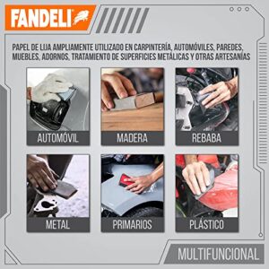 Fandeli | Waterproof Sandpaper | for Car Polishing, Wooden Furniture Sanding and Metal Sanding | Water Resistant (Assorted Grits (220, 320, 400))