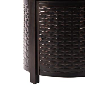 Aluminum 37,0000 BTU 34 in. Round Propane Black Fire Pit Table with Fire Beads, Lid, Propane Tank Cover and Table Fabric Covers in Copper Finish