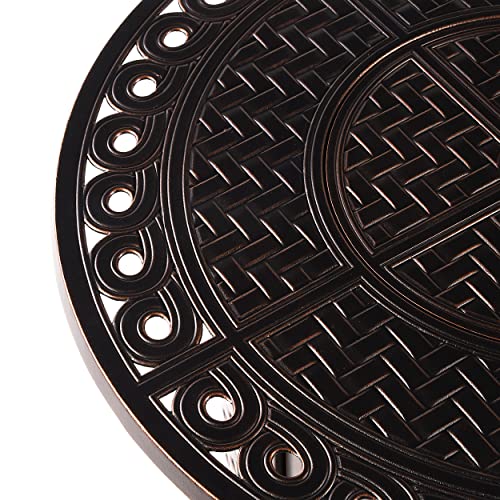 Aluminum 37,0000 BTU 34 in. Round Propane Black Fire Pit Table with Fire Beads, Lid, Propane Tank Cover and Table Fabric Covers in Copper Finish