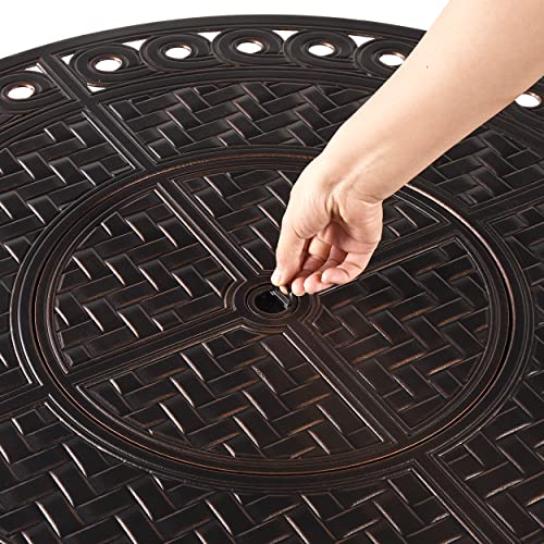 Aluminum 37,0000 BTU 34 in. Round Propane Black Fire Pit Table with Fire Beads, Lid, Propane Tank Cover and Table Fabric Covers in Copper Finish