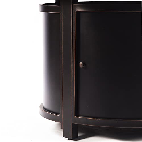 Oakland Living Aluminum 57,0000 BTU 44 in. Round Propane Black Fire Pit Table with Fire Beads, Lid, Propane Tank Cover and Table Fabric Covers in Copper Finish, (AZNOBU-FPT-AC)