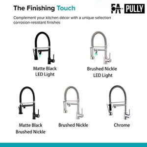 Fapully Pull Down Kitchen Faucet with Lock Sprayer,Single Handle Spring Stainless Steel Kitchen Sink Faucet Brushed Nickel