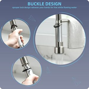 Fapully Pull Down Kitchen Faucet with Lock Sprayer,Single Handle Spring Stainless Steel Kitchen Sink Faucet Brushed Nickel