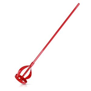 navaris paint mixer for drill - heavy duty plaster and paint mixing paddle for standard drills - painting and plastering mixer stirrer tool (red)
