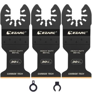 EZARC Carbide Oscillating Saw Blades, Multitool Blades Quick Release for Hard Material, Hardened Metal, Nails, Bolts and Screws, 3-Pack