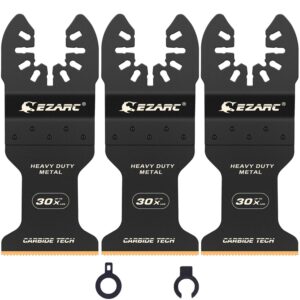 ezarc carbide oscillating saw blades, multitool blades quick release for hard material, hardened metal, nails, bolts and screws, 3-pack