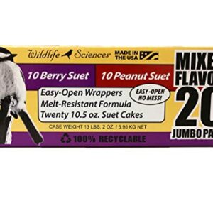 Suet Cake Jumbo Mixed 20 Pack | 10 Peanut & 10 Berry 10.5 oz. Suet Cakes for Wild Birds