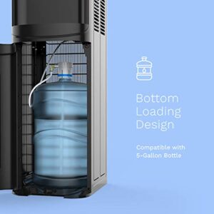 hOmeLabs Bottom Loading Water Dispenser for 5 Gallon Bottle - Hot Room and Cold Water Cooler in Stainless Steel Frame with Removable Drip Tray Safety Child Lock and LED Night Light