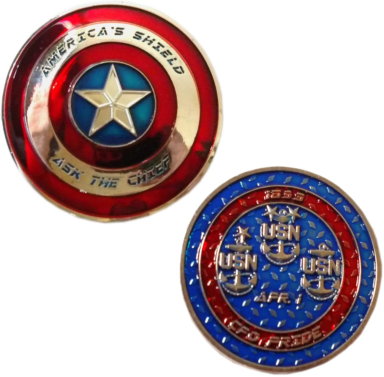 USN Navy Ask the Chief PRIDE Commemorative Coin - Red Blue Silver - Honoring Service and Heroes