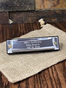 custom engraved personalized stainless steel playing harmonica