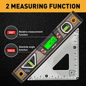 PREXISO Digital Level, 11.5'', Angle Slope with LCD Display, 360° Electronic Bubble Inclinometer, Vertical & Horizontal Spirit Bubble for Construction Carpenter Craftsman Renovation Home Professional