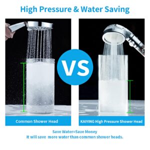 KAIYING Filtered Shower Head with On Off Switch, High Pressure Handheld Showerhead with Beads, Detachable Filter Showerhead with 5Ft Hose, Self Adhesive Bracket