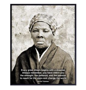 black african american civil rights wall art print - harriet tubman motivational quote home decor or office decoration - inspirational gift for entrepreneur, classroom, teacher - 8x10 photo poster