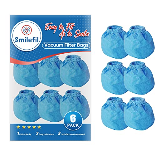 Smilefil VRC2 Cloth Filter Replacements for Vacmaster 1.5 to 3.2 Gallon Wet/Dry Vacuums, 6 Pack