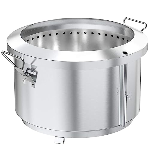 Onlyfire 24 Inch Outdoor Smokeless Fire Pit Stainless Steel Fire Bowl, Portable Wood Burning Stove with Detachable Handles for Backyard Camping