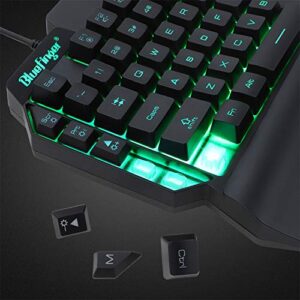 One Hand RGB Gaming Keyboard and Backlit Mouse Combo,USB Wired Rainbow Letters Glow Single Hand Mechanical Feeling Keyboard with Wrist Rest Support, Gaming Keyboard Set for Game