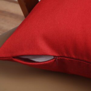 4 Pack Decorative Outdoor Waterproof Throw Pillow Covers, Square Patio Balcony Garden Waterproof Cushion Case, PU Coating Pillow Shell for Couch, Bed, Patio, Sofa, Tent,18 x 18 Inch (Red)