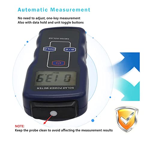 Digital Solar Power Meter, Digital Solar Energy Meter Sun Light Energy Measuring Tester SM206 Sun Light Radiation Testing Instrument Digital High Precision