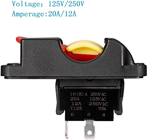 Belleone Table Saw Switch for Ryobi Craftsman, Safety Table Saw Power Switch for Ryobi Craftsman 10" Table Saw Parts, On/Off Switch, 125V/250V, 089110109712 with 4 Poles Power Switch