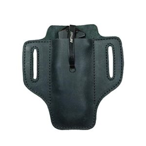 hide & drink, leather tactical knife holster, multitool holder, camping & outdoor accessories, handmade (charcoal black)