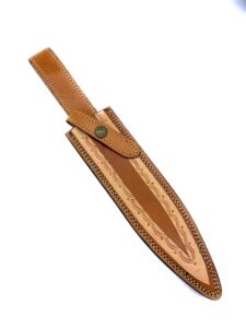 14" long custom handmade leather sheath fits up to 8–9" cutting blade dagger knife