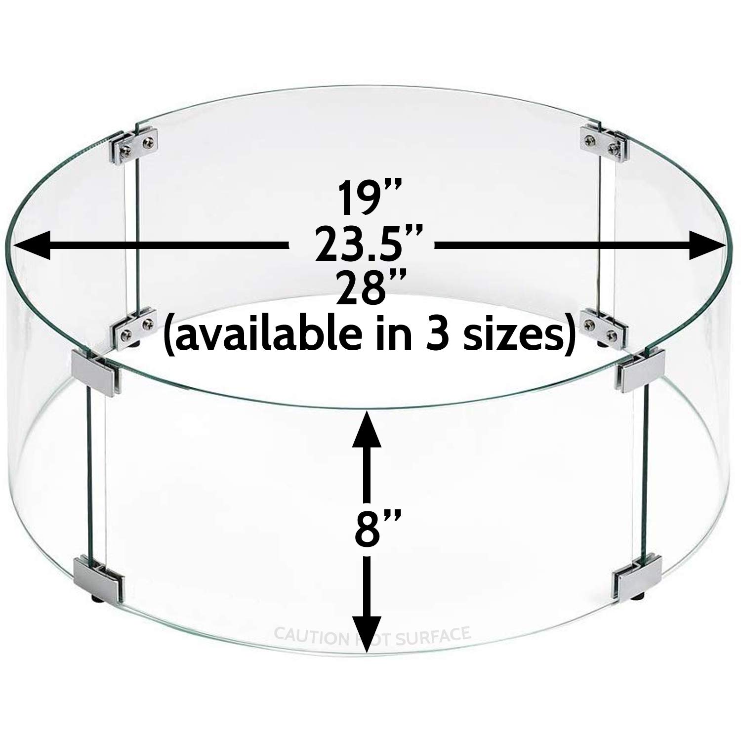 Midwest Hearth Fire Pit Wind Guard Glass Shield (Round, 23 Inch)