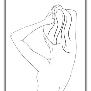 Abstract Female Form Pulling Hair Up Line Art - 11x14 UNFRAMED Minimalist Decor Wall Print of Woman’s Body Shape in Black on White