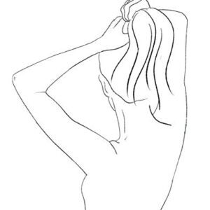 Abstract Female Form Pulling Hair Up Line Art - 11x14 UNFRAMED Minimalist Decor Wall Print of Woman’s Body Shape in Black on White