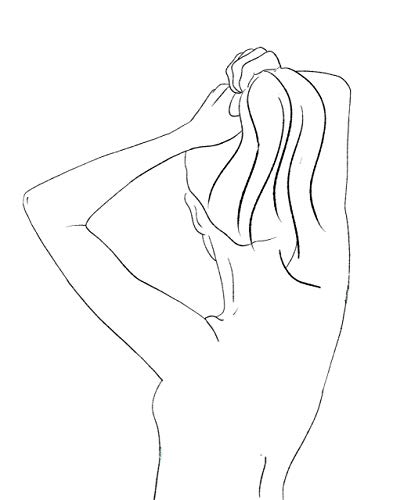 Abstract Female Form Pulling Hair Up Line Art - 11x14 UNFRAMED Minimalist Decor Wall Print of Woman’s Body Shape in Black on White