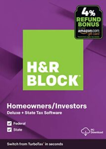 [old version] h&r block tax software deluxe + state 2019 [amazon exclusive] [pc download]
