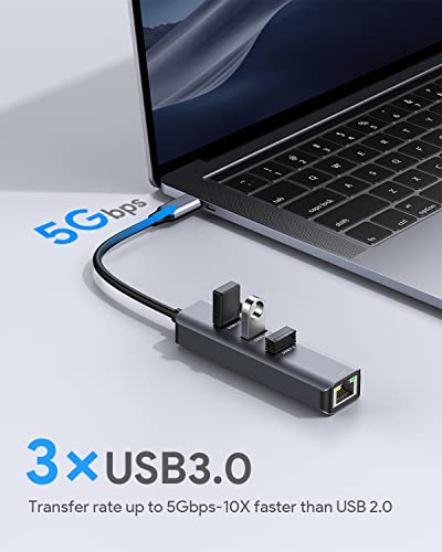 USB C to Ethernet Adapter, Vilcome RJ45 to USB C Thunderbolt 3/Type-C Gigabit Ethernet LAN Network Adapter, Compatible for MacBook Pro 2021/2020/2019/2018/2017, MacBook Air, Dell XPS and More