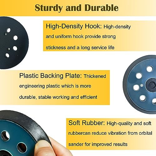 5 Inch 8-Hole Replacement Sander Pads for Dewalt Sander, 5" Hook and Loop Sanding Backing Pads for DeWalt DW420 DW421 DW422 DW423 DW426 D26451 Random Orbital Sander, 1-Pack