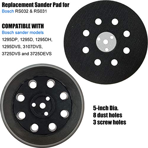 5-Inch Hook and Loop Replacement Backing Pad for Bosch RS032 & RS031 - Work with Bosch Sander Models 1295DP, 1295D, 1295DH, 1295DVS, 3107DVS, 3725DVS and 3725DEVS