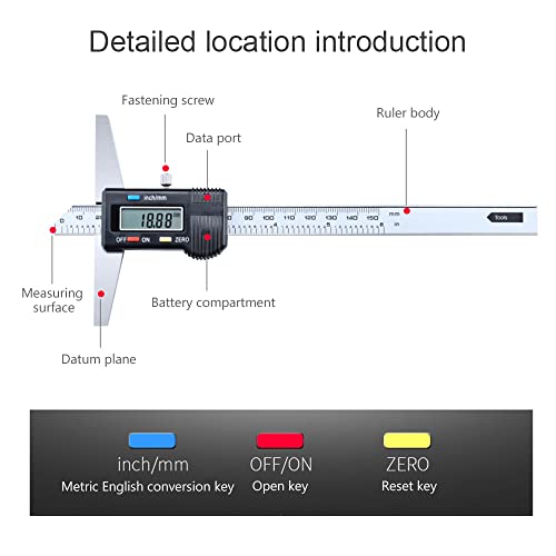 Oudtinx Digital Depth Caliper Electronic Depth Gauge Caliper Depth Rule (150mm(Normal))