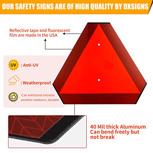 Slow Moving Vehicle Sign, Safety Triangles DOT Compliant, Orange Reflective Safety Triangle Sign, SMV Sign, 16x14 inch, Durable Plastic Engineering Grade Reflective Up to 7 Years Outdoor for Golf Cart Accessories and Tractor UTV Accessories