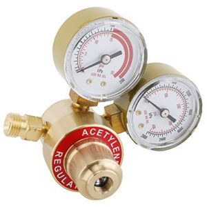 2'' Gauges Welder Acetylene Regulator with Double Gauges for Torch Cutting Kits Inlet 400 PSI CGA 200 Female