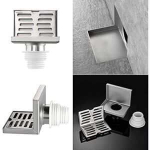 Floor drain Corner Stainless Steel Side Drain Floor Balcony Wall L-Shaped Horizontal Drainage Anti-Corrosion Rust Wear Durable Metal Material