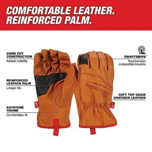 Milwaukee Tools Soft Top Grain Goatskin Leather Work Gloves (Large), Brown (48-73-0012)