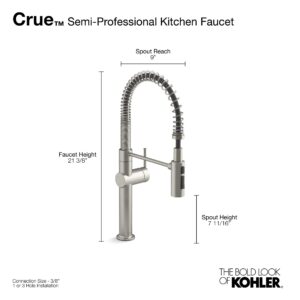 Kohler K-22973-VS Crue Kitchen Sink Faucet, Pre-Rinse Kitchen Faucet, Commercial Faucet, Vibrant Stainless, 2X-Large